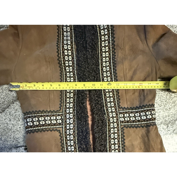 Vintage 70s Leather Penny‎ Lane Coat Embroidered Size S Hippie Boho Dan Di Modes - Picture 14 of 16